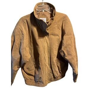 Casual Club VTG Men’s Large Brown Suede Leather Long Sleeve Zip Jacket Outdoor